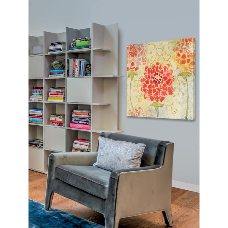 Marmont Hill - Orange Dahlia Painting Print on Canvas - Multi-Color