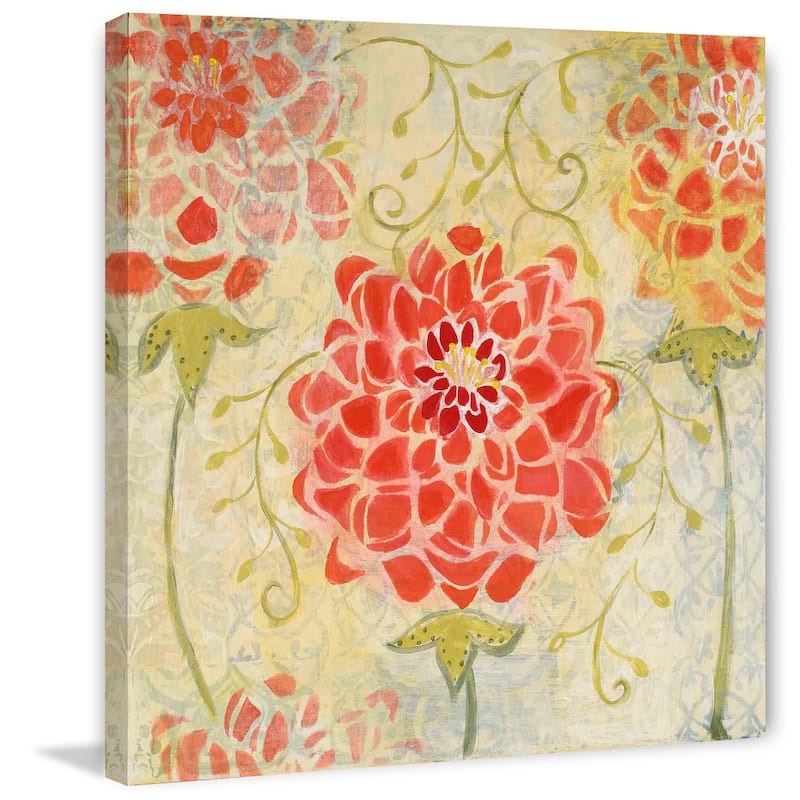 Marmont Hill - Orange Dahlia Painting Print on Canvas - Multi-Color