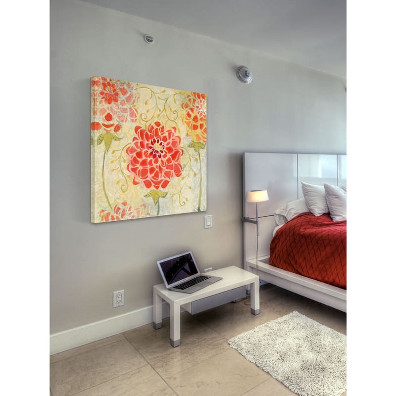 Marmont Hill - Orange Dahlia Painting Print on Canvas - Multi-Color