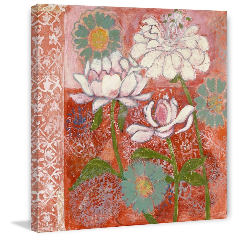 Marmont Hill - Peoni and Dahlia Painting Print on Canvas - Multi-Color