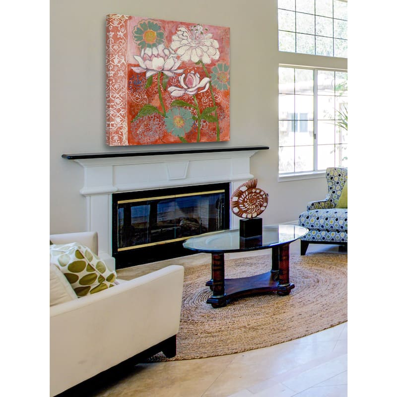 Marmont Hill - Peoni and Dahlia Painting Print on Canvas - Multi-Color