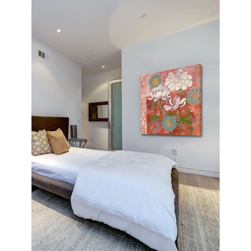 Marmont Hill - Peoni and Dahlia Painting Print on Canvas - Multi-Color