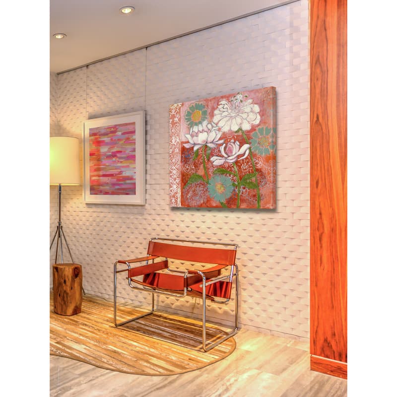 Marmont Hill - Peoni and Dahlia Painting Print on Canvas - Multi-Color