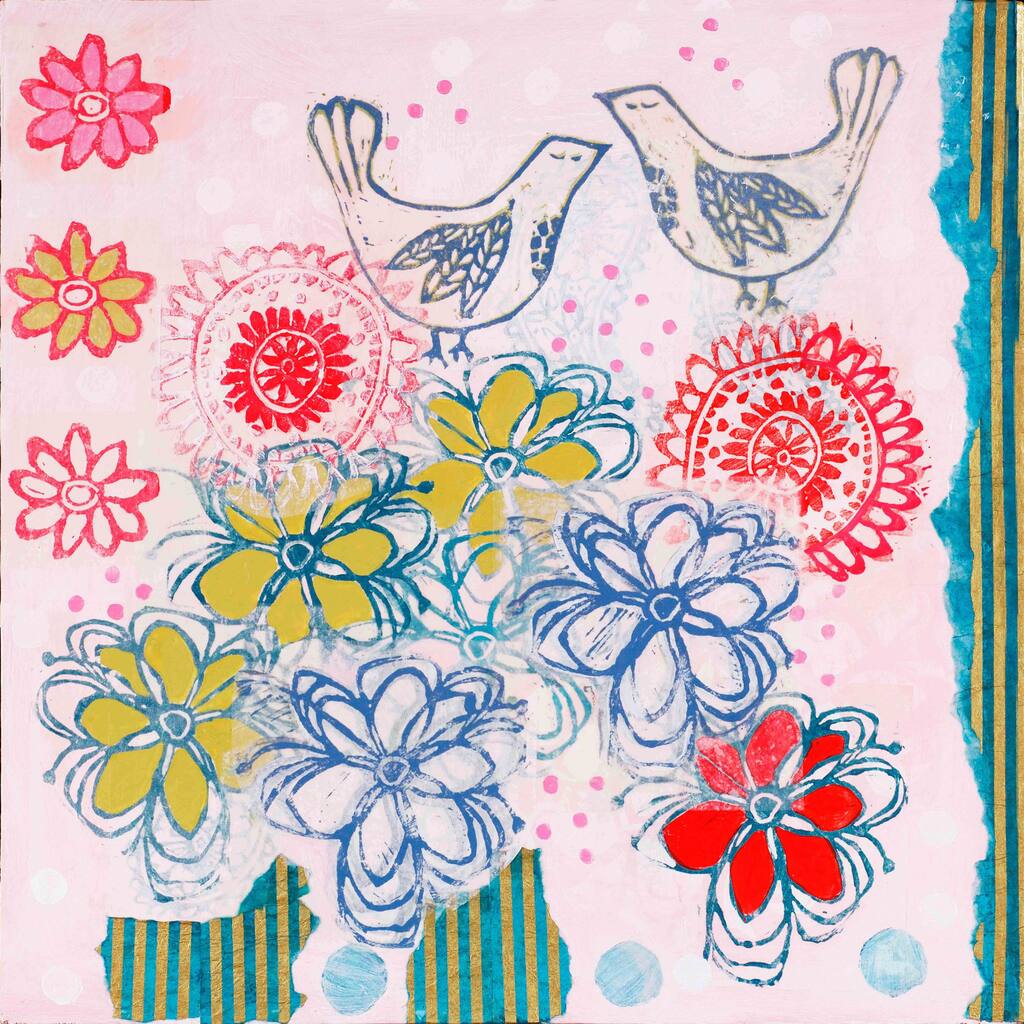 Marmont Hill - Bluebirds Close Painting Print on Canvas - Multi-Color