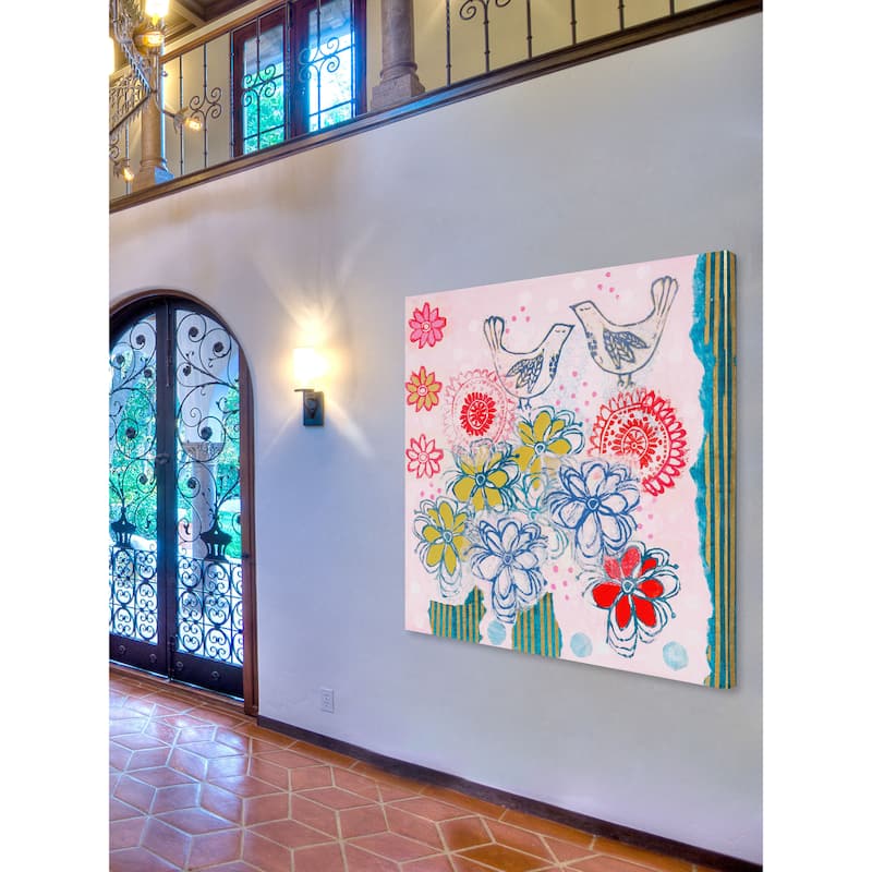 Marmont Hill - Bluebirds Close Painting Print on Canvas - Multi-Color