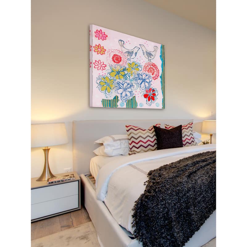 Marmont Hill - Bluebirds Close Painting Print on Canvas - Multi-Color