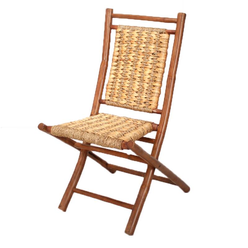 Striped Brown Finish Bamboo Folding Chair