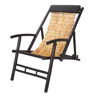Bamboo Living Room Chairs For Less Black And Bamboo Folding Sling Chair With Headrest