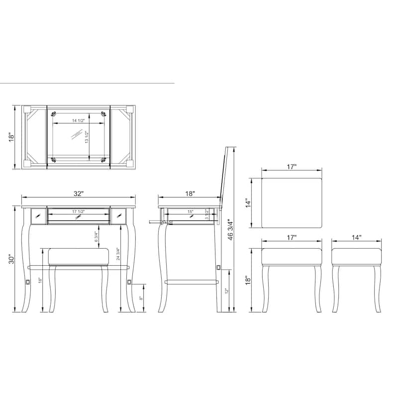 Linon Crowley Vanity Set