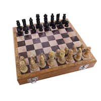Handmade Carved Soapstone 10-inch Chess Set (India) - Black