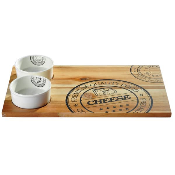 slide 7 of 6, Red Vanilla Slice Acacia Serving Tray w/ 2 bowls Multi - 3 Piece