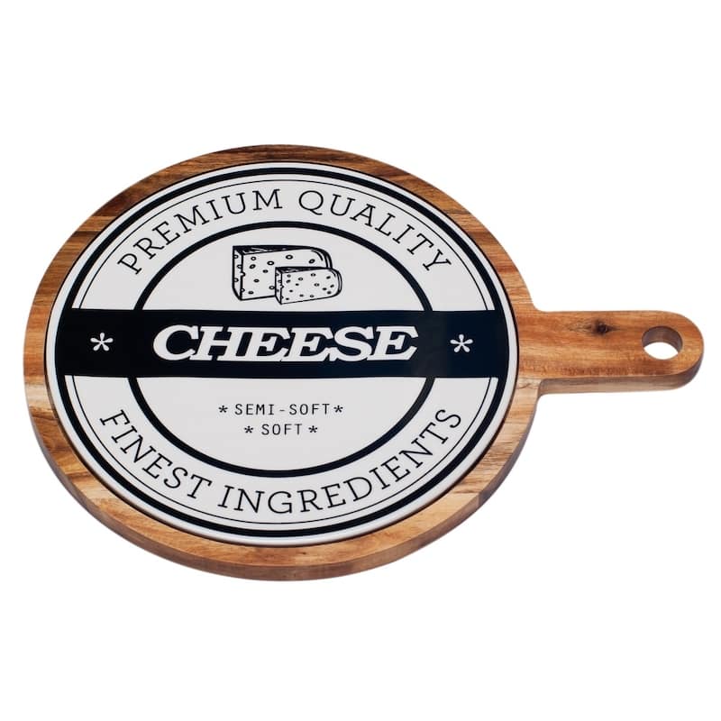 Red Vanilla Round Paddle Board Serving Tray 10.25"