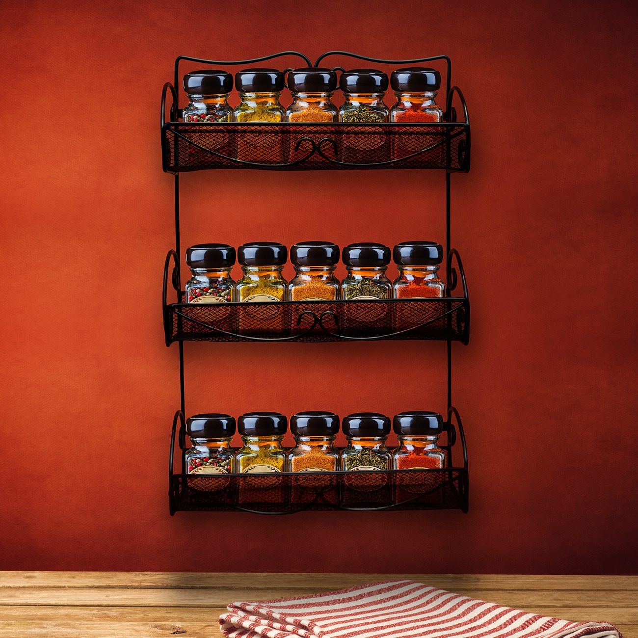 Tier Wall Mounted Spice Rack, Black Bed Bath Beyond 11081213