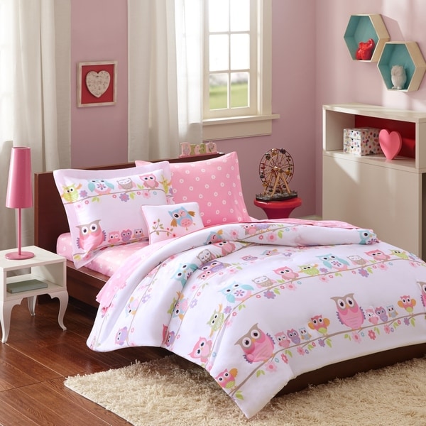 Fitted Sheet Included Cliab Owl Bedding Little Girls Twin Size Kids Bed Sheets Duvet Cover Set 5 Pieces