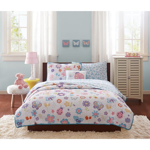 Mi Zone Kids Butterfly Bonanza Reversible Quilt Set with Bed Sheets