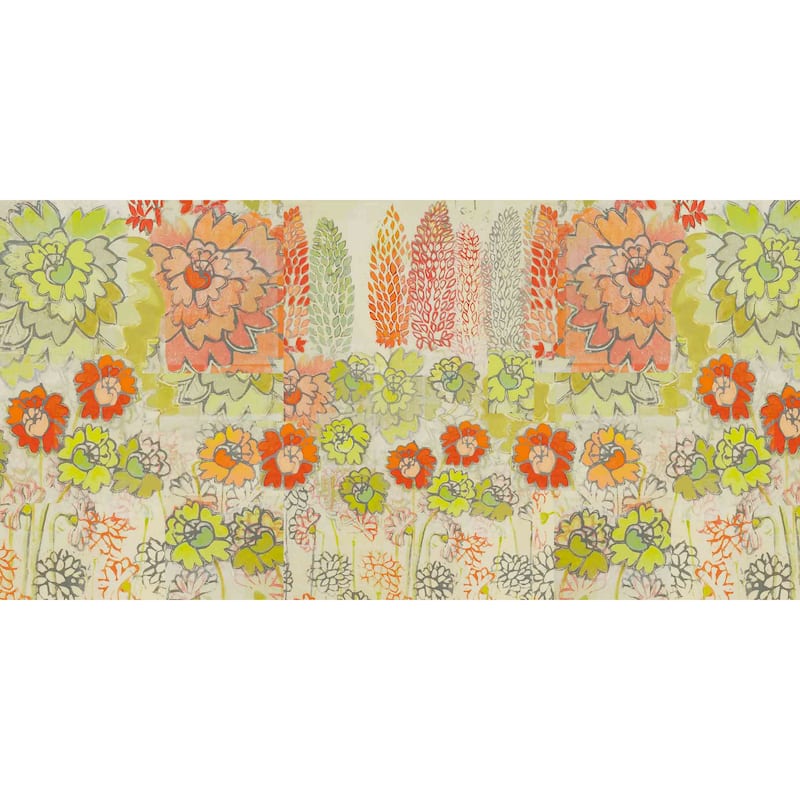 Marmont Hill - Orange and Green Flowers Painting Print on Canvas - Multi-Color