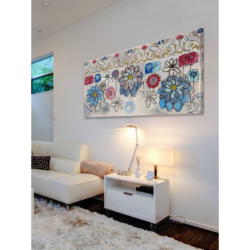 Marmont Hill - Blue Zinnia Painting Print on Canvas - Multi-Color