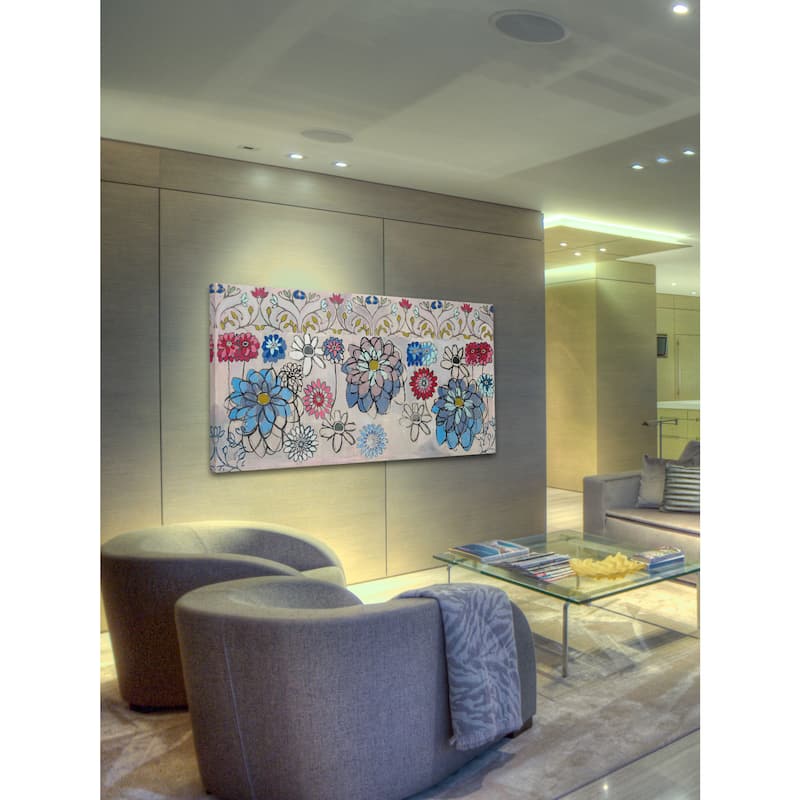 Marmont Hill - Blue Zinnia Painting Print on Canvas - Multi-Color
