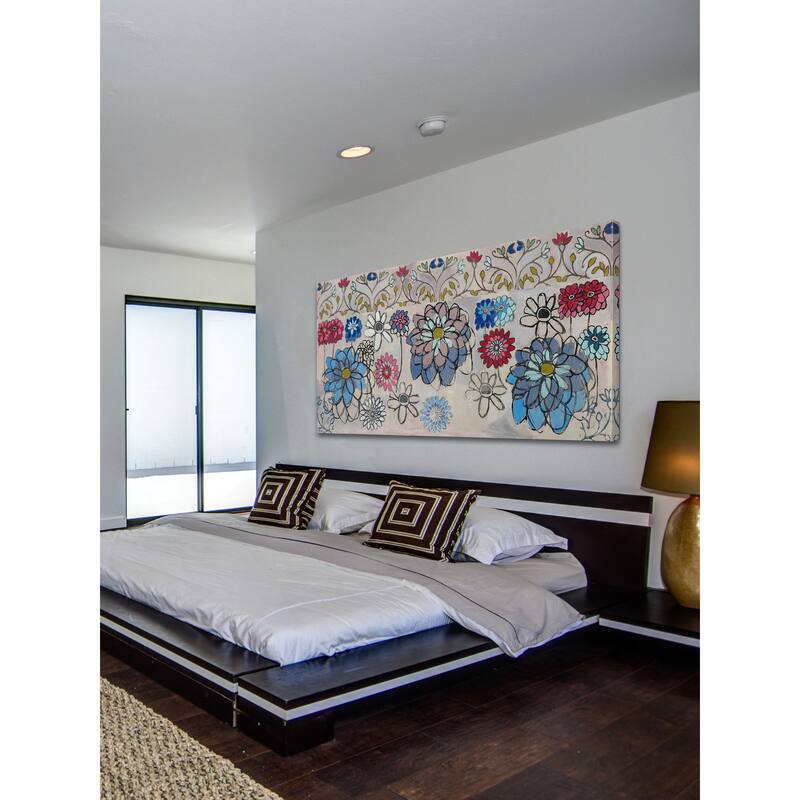 Marmont Hill - Blue Zinnia Painting Print on Canvas - Multi-Color