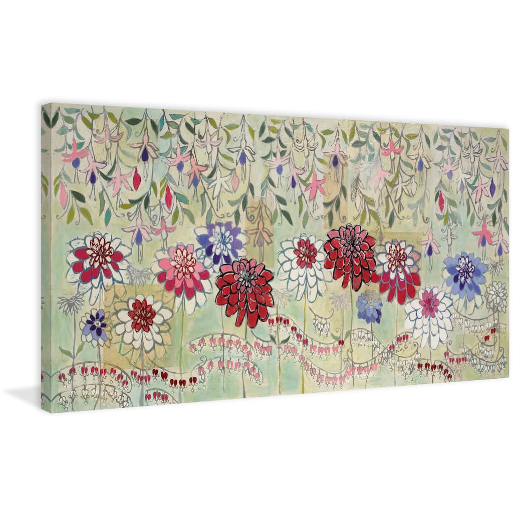 Marmont Hill - Zinnia Fuchsia Painting Print on Canvas - Multi-Color