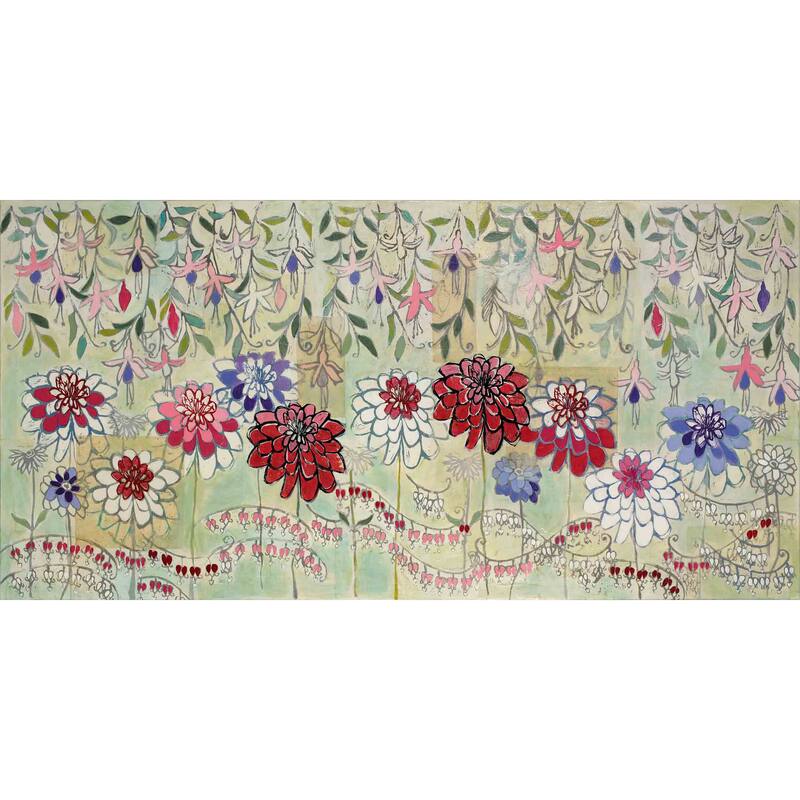 Marmont Hill - Zinnia Fuchsia Painting Print on Canvas - Multi-Color