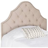 Safavieh Arebelle Taupe Linen Upholstered Tufted Headboard - Silver Nailhead (Twin)