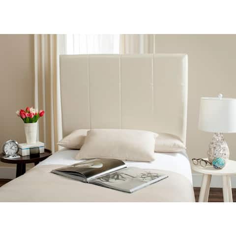 SAFAVIEH Quincy White Leather Box Quilted Upholstered Headboard (Twin)