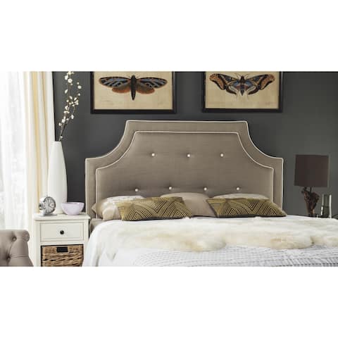 SAFAVIEH Tallulah Smoke/ White Piping Upholstered Arched Headboard (King)