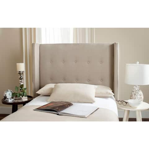 SAFAVIEH Damon Oyster Upholstered Tufted Wingback Headboard (Twin)