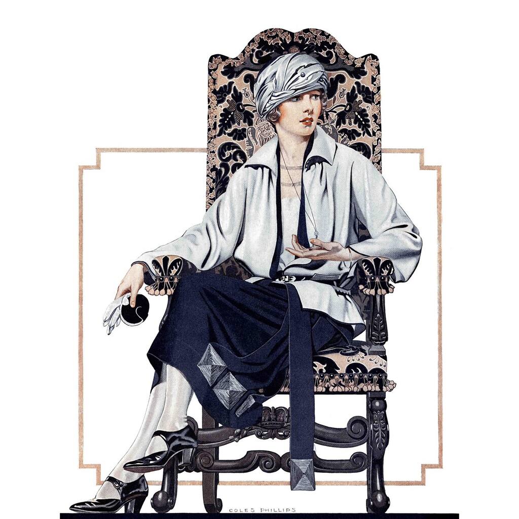 Marmont Hill - Seated Woman by Coles Phillips Painting Print on Canvas - Multi-Color