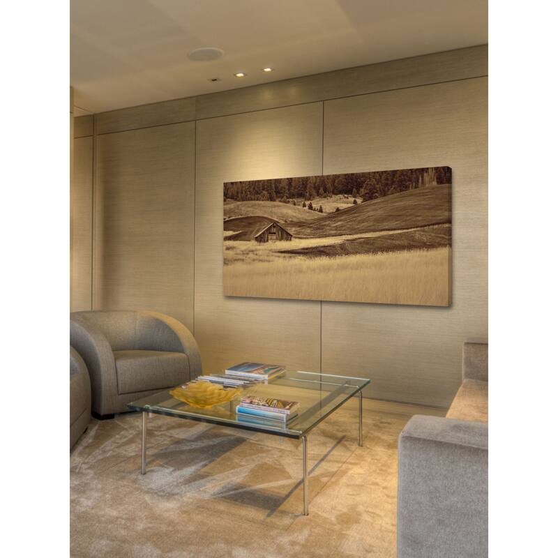 Marmont Hill - Brown Barn in the Blonde Grasses Painting Print on Canvas - Multi-Color