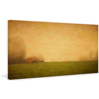 Marmont Hill - Handmade Red Barn In The Fog Painting Print On Canvas 