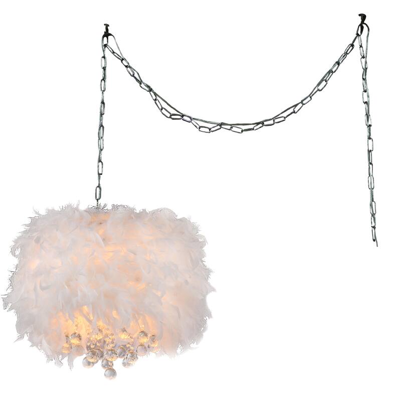 Finna 3-light Feathered 15-inch Chrome Swag Lamp
