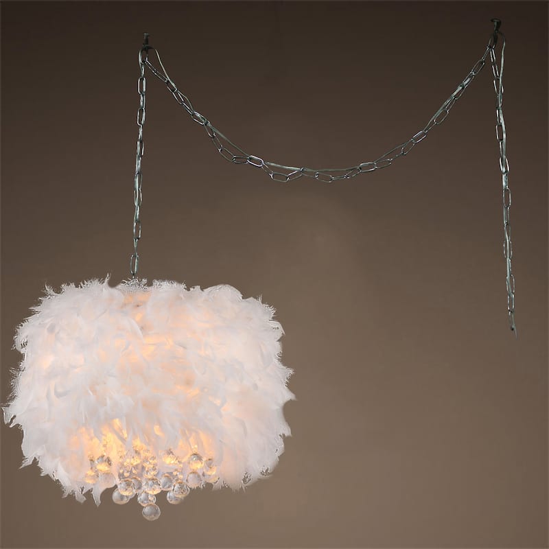 Finna 3-light Feathered 15-inch Chrome Swag Lamp