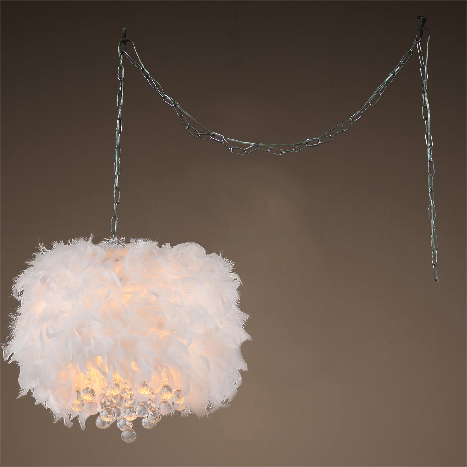 Finna 3-light Feathered 15-inch Chrome Swag Lamp