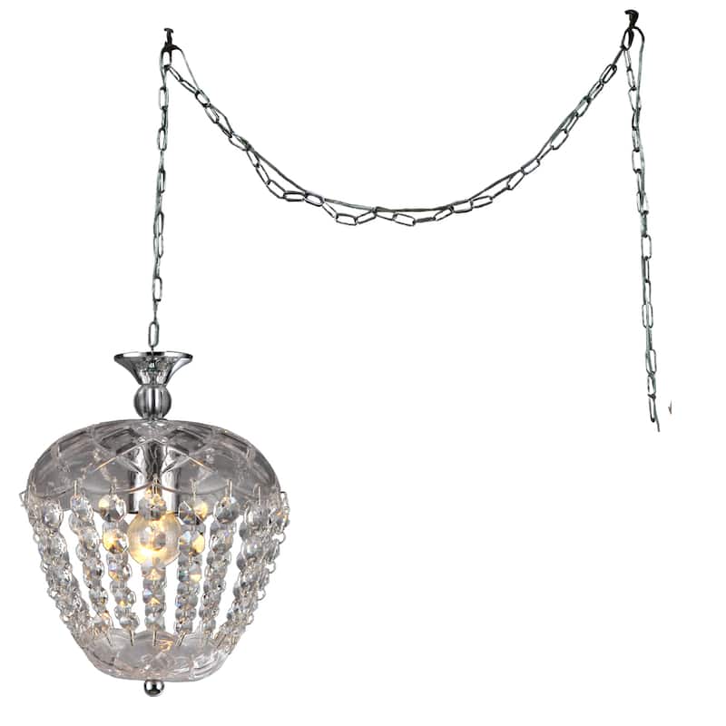 Miriam 8-inch Chrome Swag Lamp 1-light Crystal