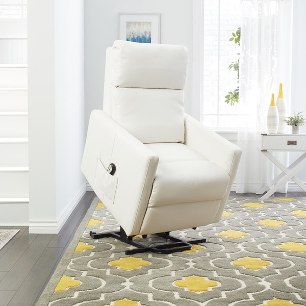ProLounger Tuff Stuff White Synthetic Leather Power Lift Chair Wall