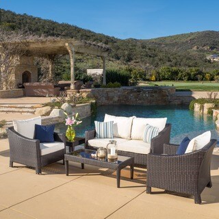 Christopher Knight Home Outdoor Antibes 5-piece Wicker Chat Set with Cushions