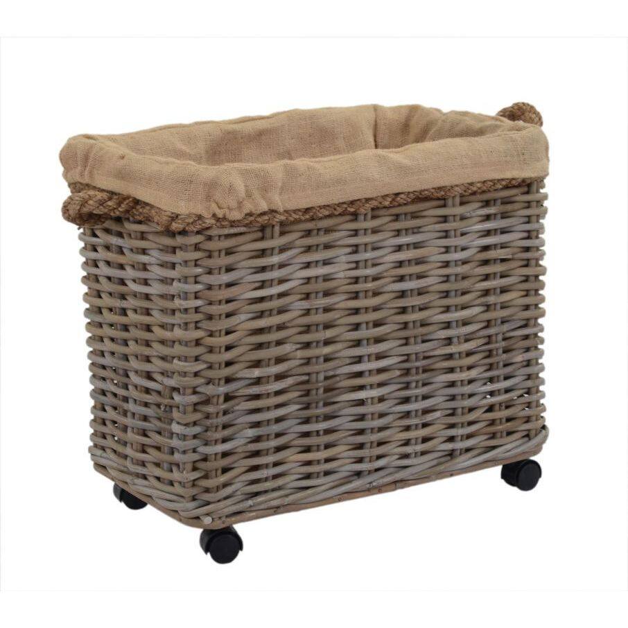Lined Rattan Rolling Basket by East at Main