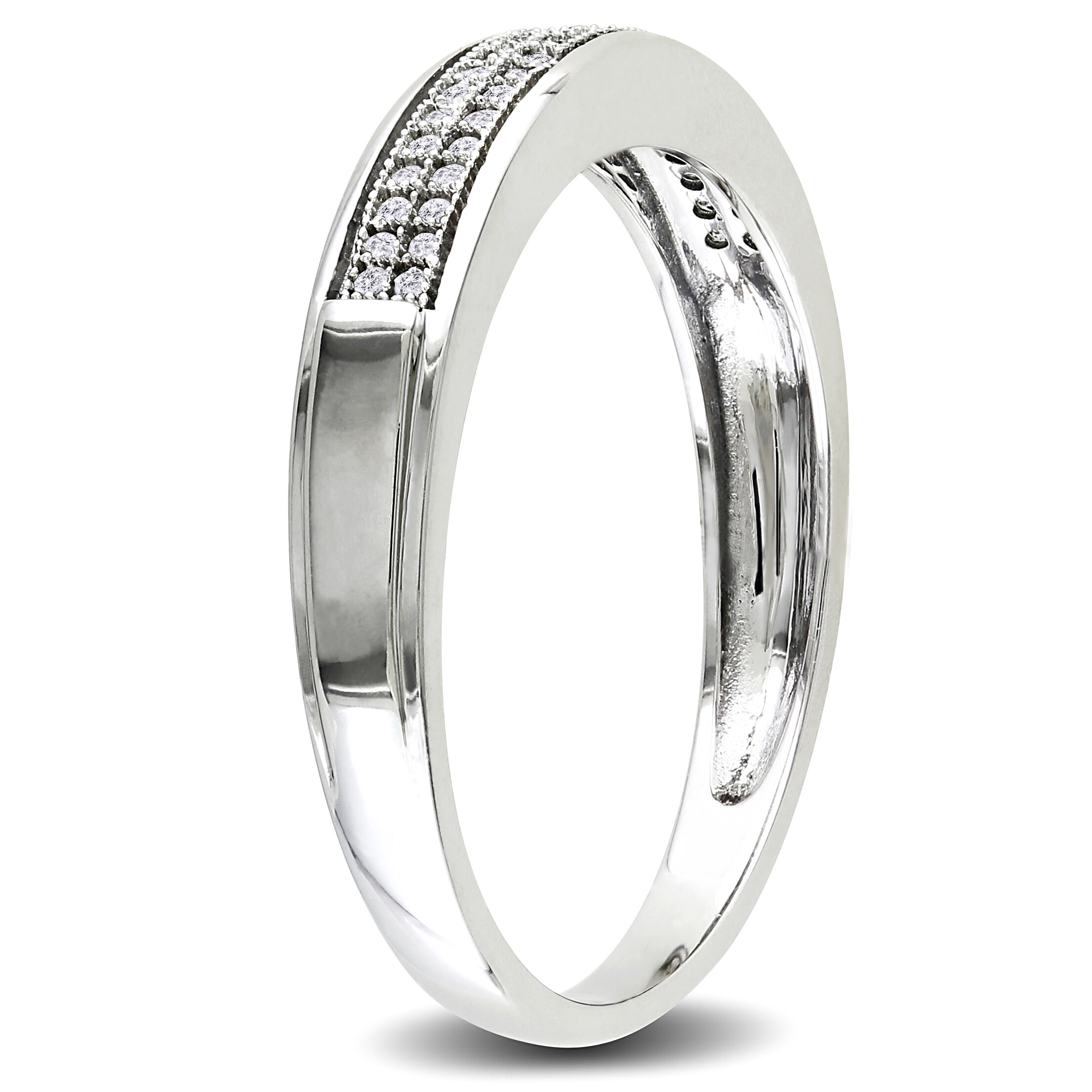 Diamond Wedding Band in 10K White Gold Size-5.25 G-H,I2-I3 1//10 cttw,