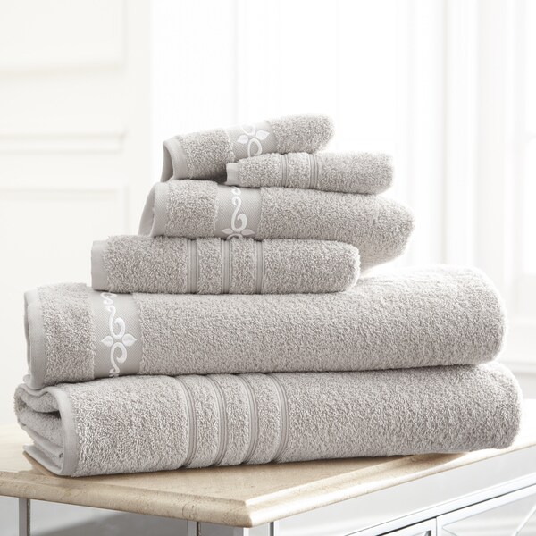 Amraupur Overseas Fleur Swirl Embroidery Cotton 6-piece Towel Set