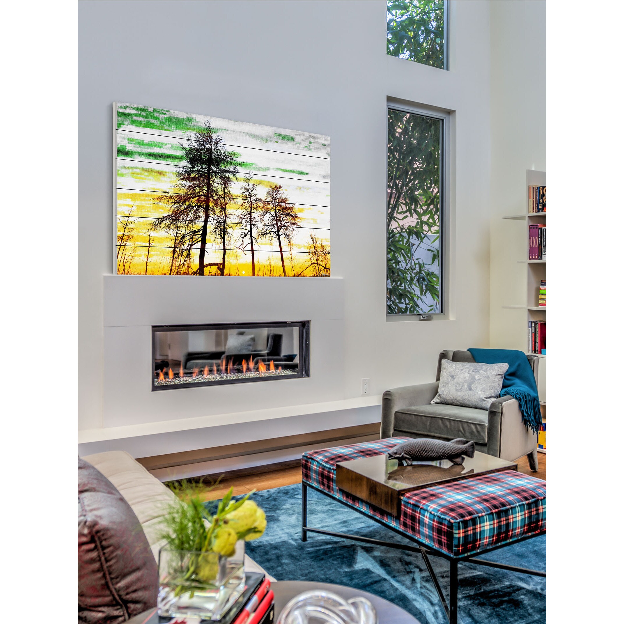 Parvez Taj - Green and Gold Sky Painting Print on White Wood Extra Large - Picture 10 of 20