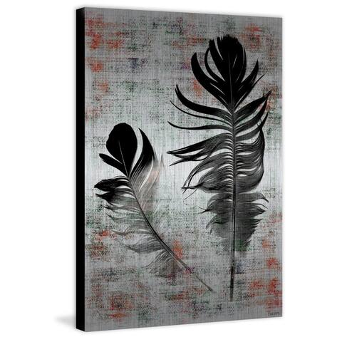 Handmade Parvez Taj - Black Feathers Print on Brushed Aluminum