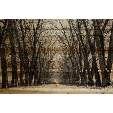 Handmade Parvez Taj - Tree Path Print on Natural Pine Wood