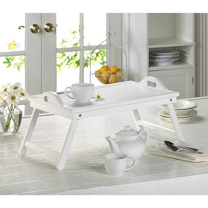 Modern White Easy-Fold Wooden Tray
