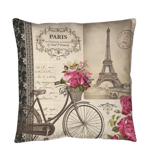 Springtime in Paris Bicycle Throw or Floor Pillow