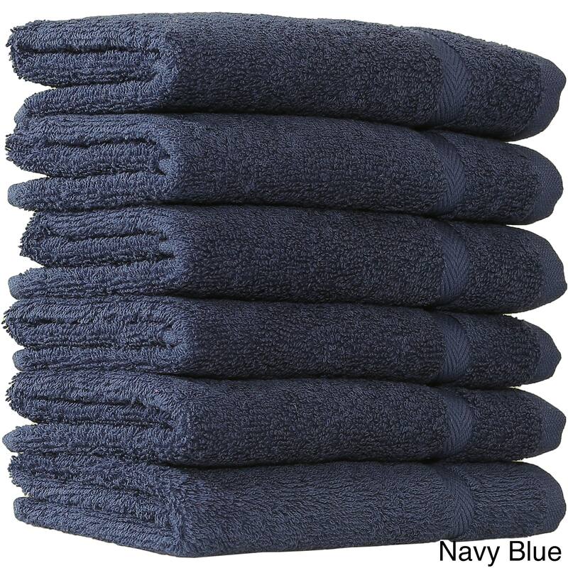 Authentic Hotel and Spa Omni Turkish Cotton Terry Washcloths (Set of 6) - Navy Blue