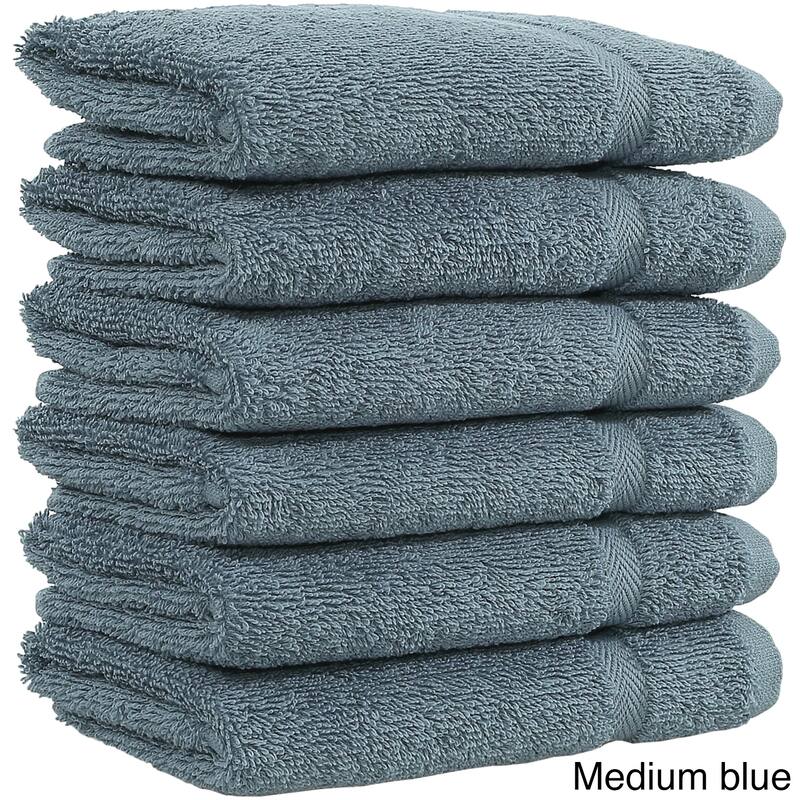 Authentic Hotel and Spa Omni Turkish Cotton Terry Washcloths (Set of 6) - Blue