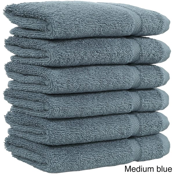 Authentic Hotel and Spa Omni Turkish Cotton Terry Washcloths (Set of 6) - Blue