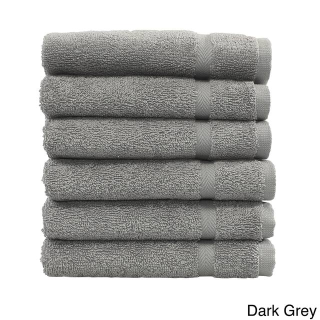 Authentic Hotel and Spa Omni Turkish Cotton Terry Washcloths (Set of 6) - Dark Grey